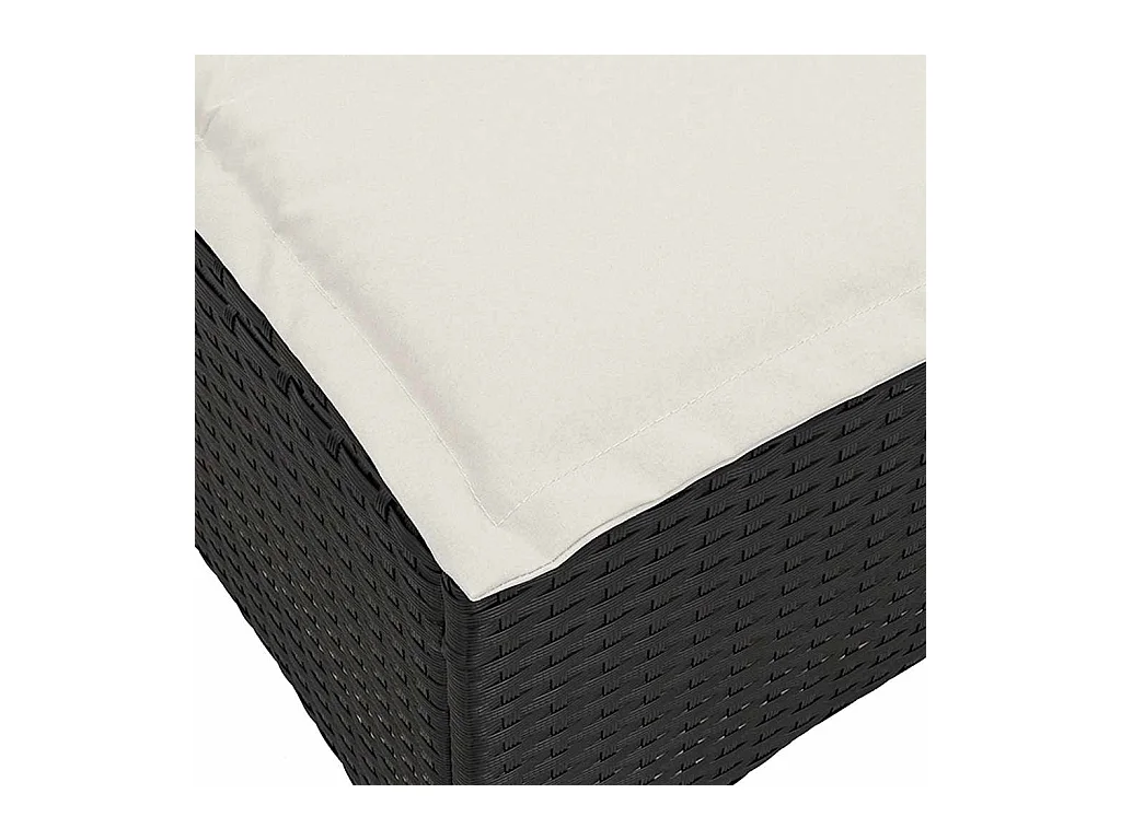 Salon de jardin 3 pcs avec coussins forme L noir résine tressée