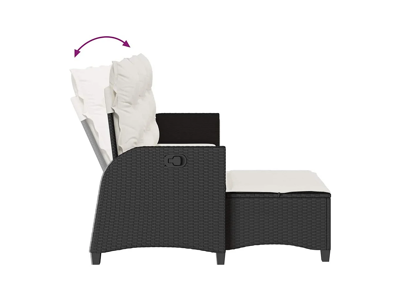 Salon de jardin 3 pcs avec coussins forme L noir résine tressée