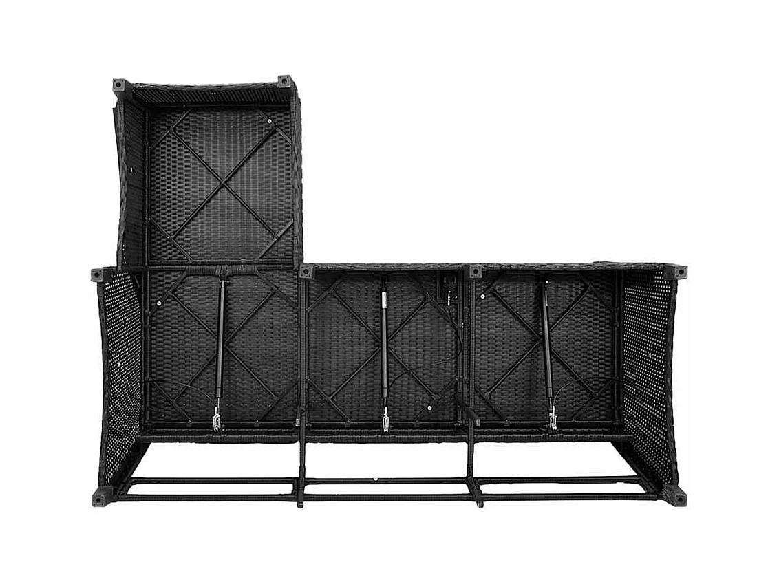 Salon de jardin 3 pcs avec coussins forme L noir résine tressée