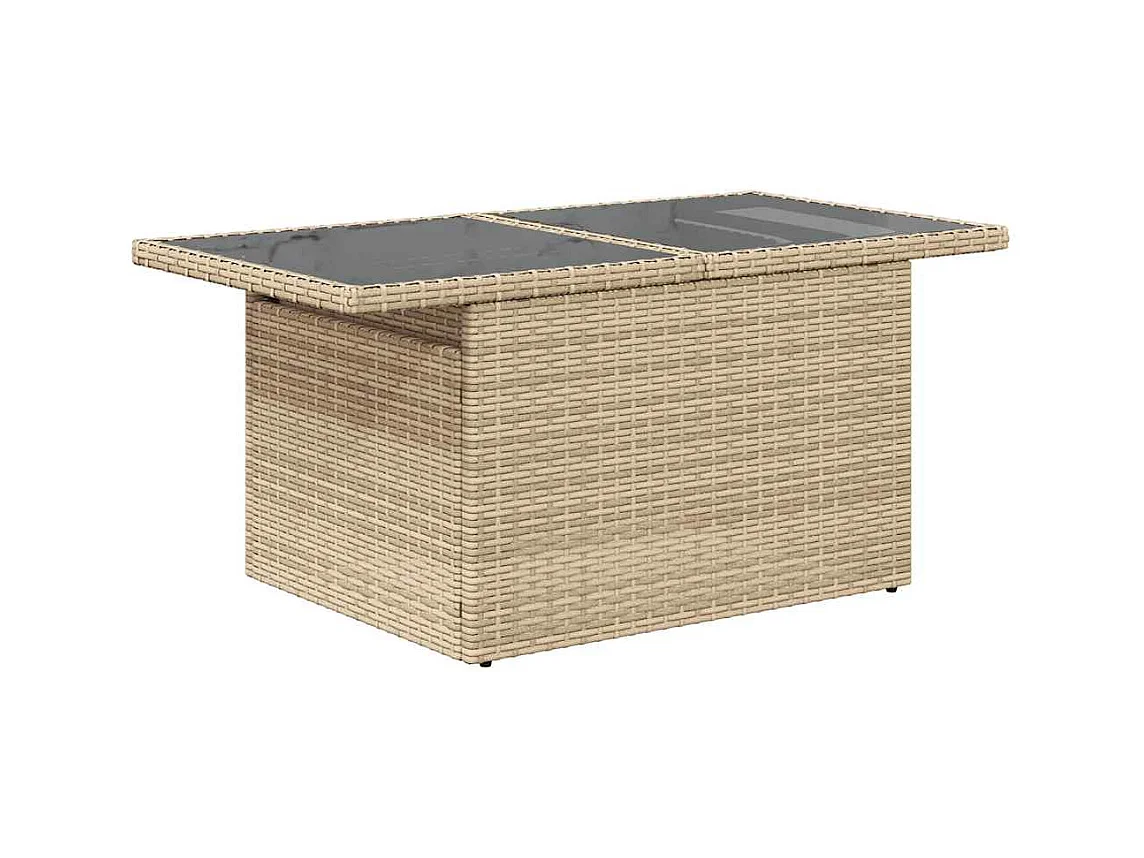 Salon de jardin avec coussins 9 pcs beige résine tressée