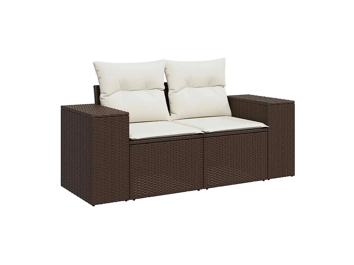 Set di mobili da giardino da 10 pezzi con cuscini marroni in resina intrecciata