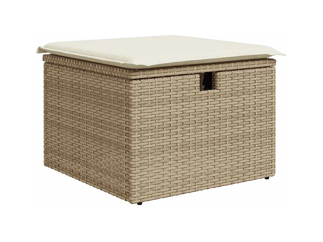 Salon de jardin avec coussins 9 pcs beige résine tressée