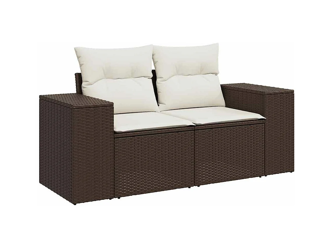 Salon de jardin avec coussins 9 pcs marron résine tressée