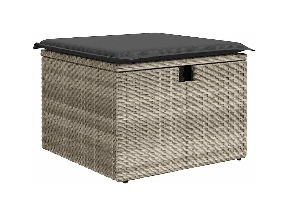 Salon de jardin avec coussins 7 pcs gris clair résine tressée