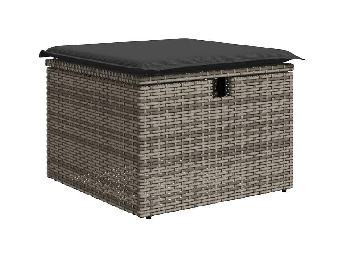 Salon de jardin 5 pcs avec coussins gris résine tressée
