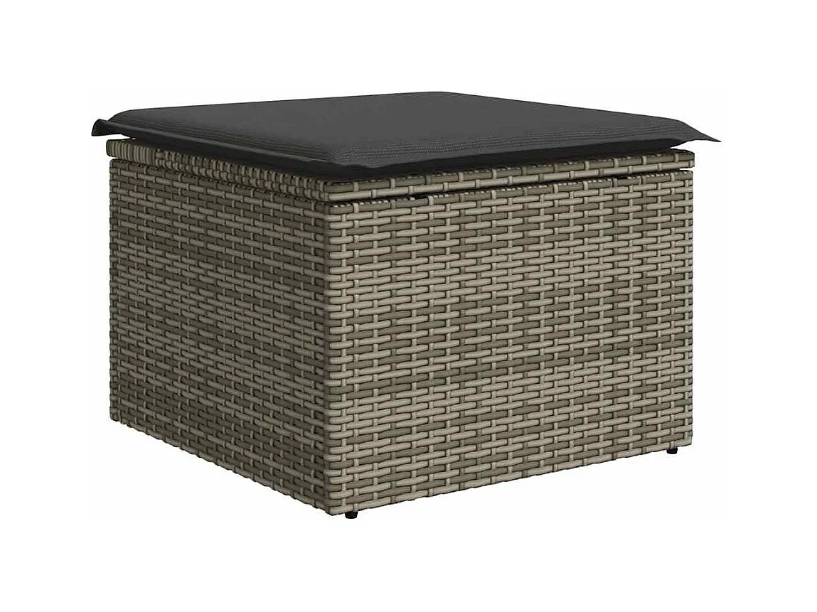 Salon de jardin 8 pcs avec coussins gris résine tressée