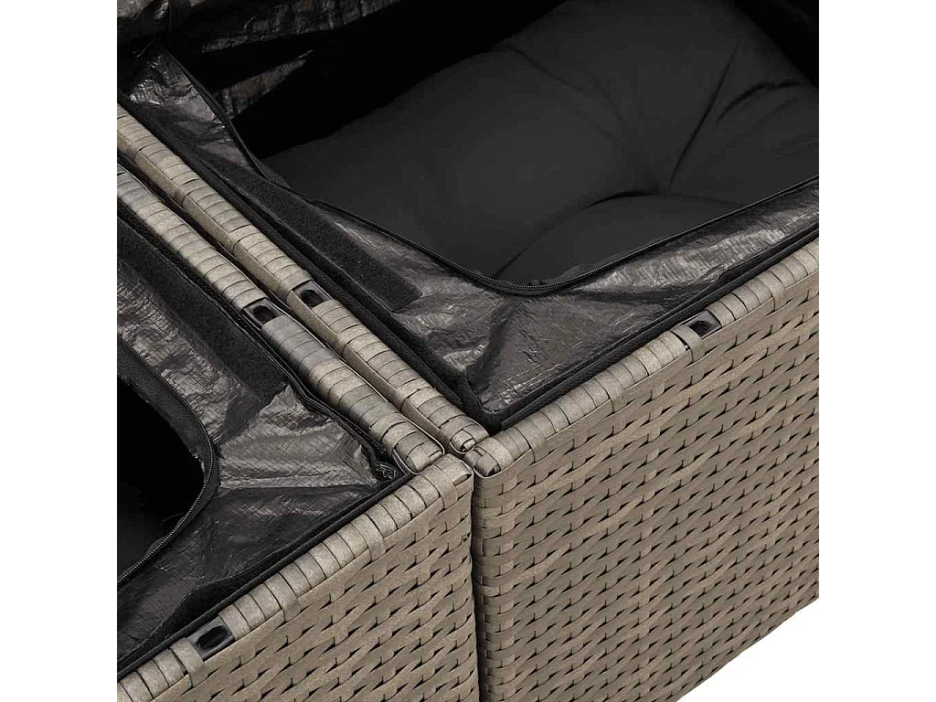 Set mobili da giardino con cuscini 7 pz grigio resina vimini acacia