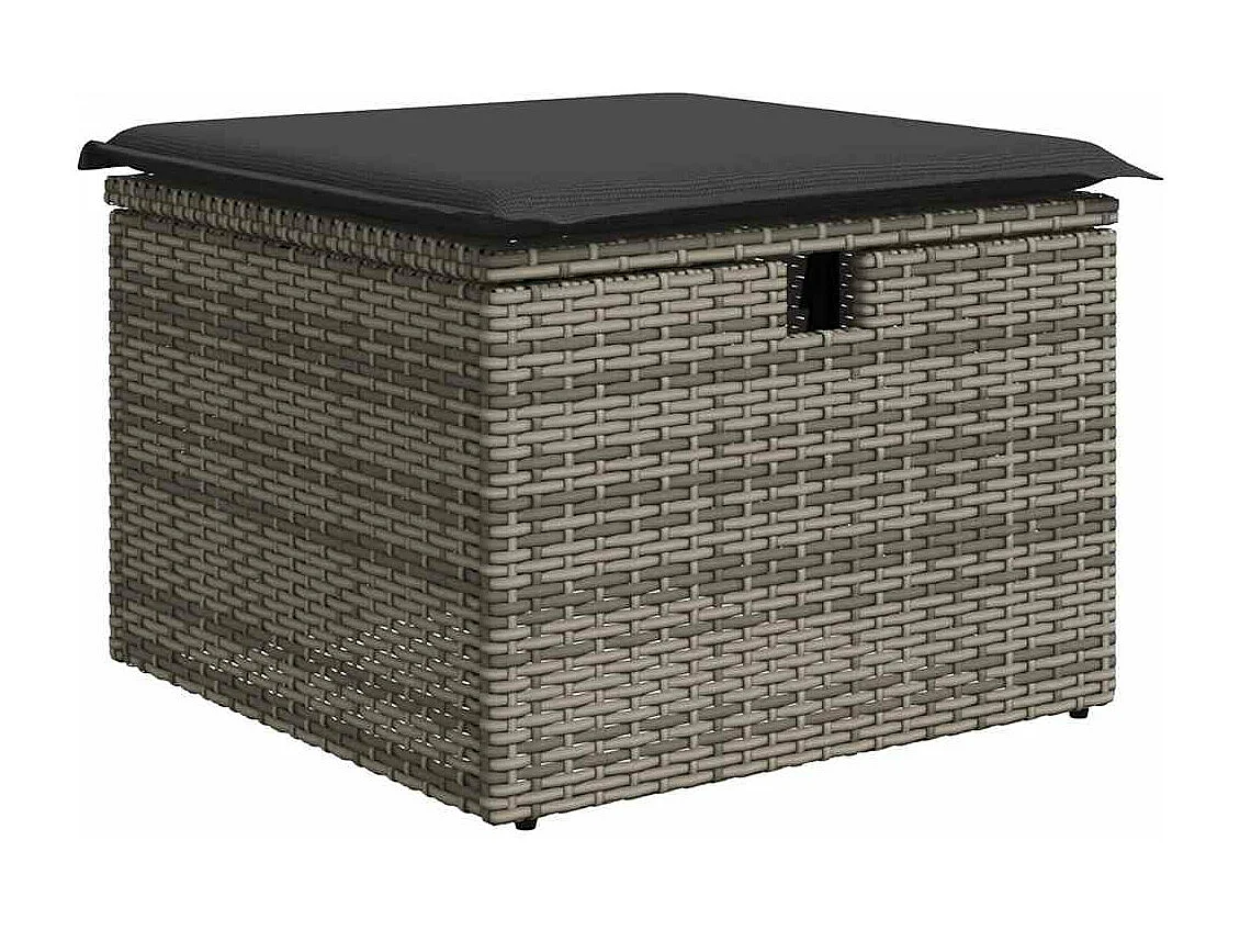 Conjunto de móveis de jardim de 8 peças com almofadas de vime de resina cinza