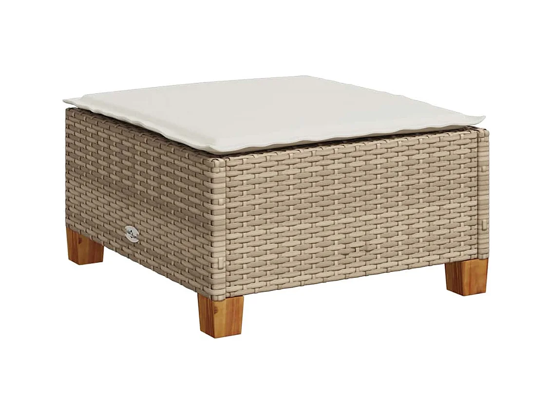 Salon de jardin avec coussins 9 pcs beige résine tressée