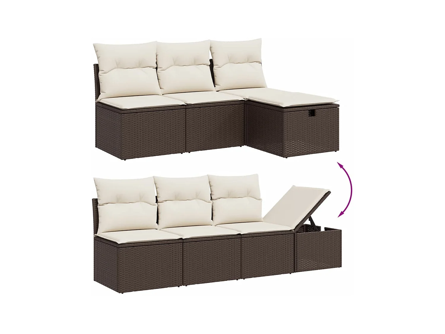 Salon de jardin 8 pcs avec coussins marron résine tressée