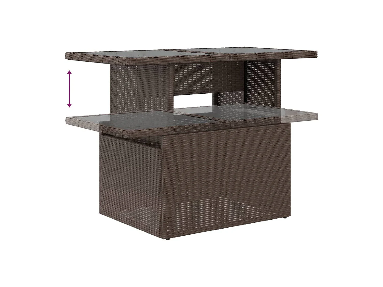 Conjunto de muebles de jardín de 10 piezas con cojines marrones en resina trenzada