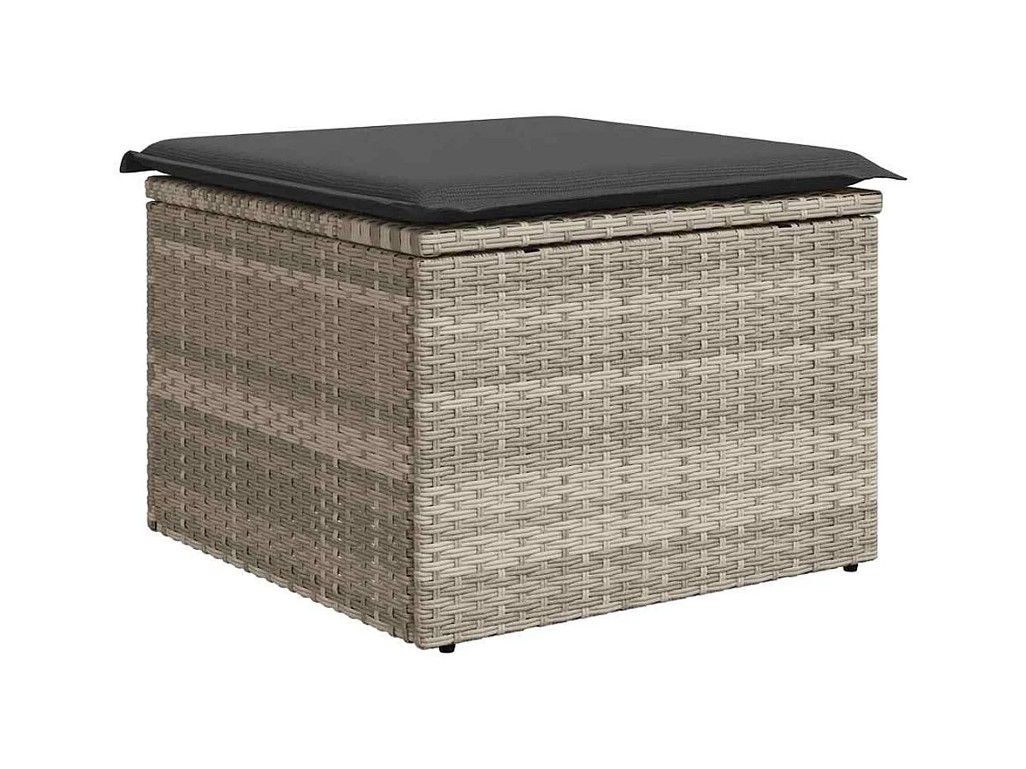 Set di mobili da giardino da 9 pezzi con cuscini grigio chiaro in resina intrecciata