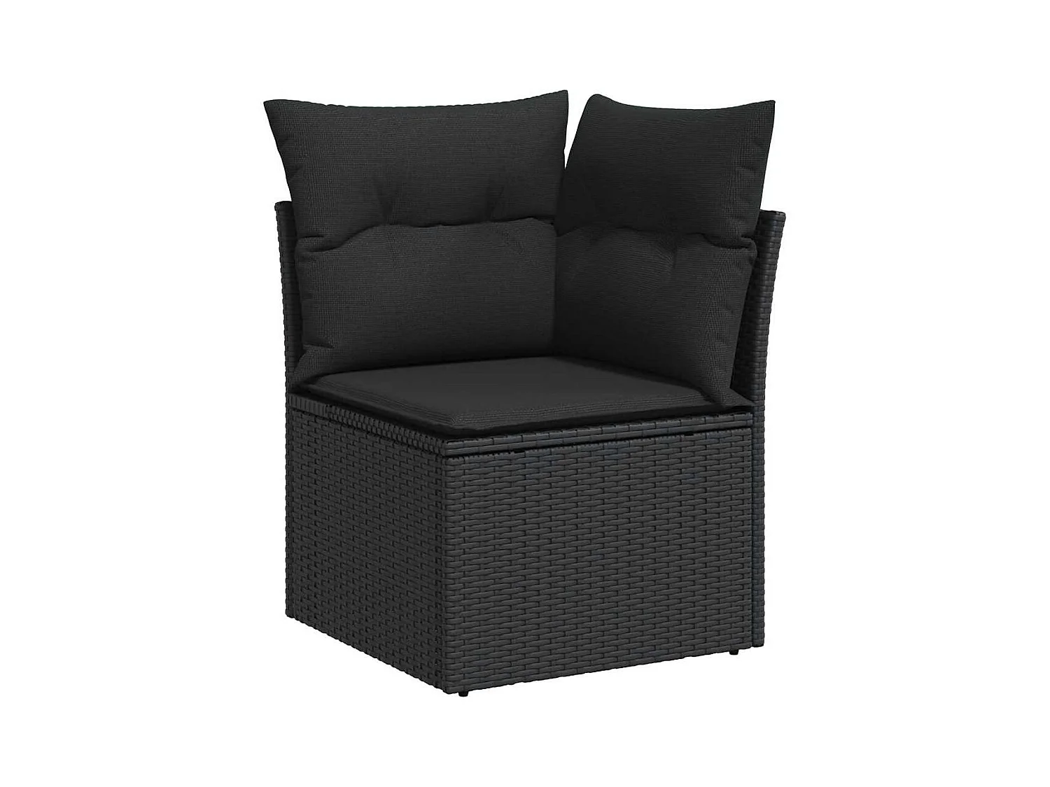 Set di mobili da giardino da 10 pezzi con cuscini neri in vimini di resina di acacia