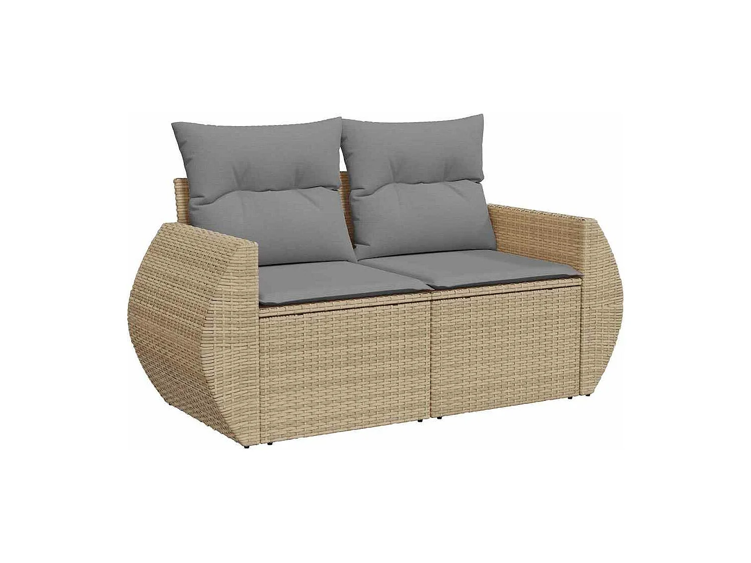 Gartenmöbel-Set mit Kissen 7-tlg. beige gewebtes Harz