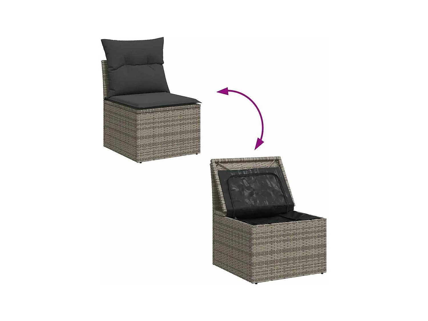 Set mobili da giardino con cuscini 10 pz in resina intrecciata grigia