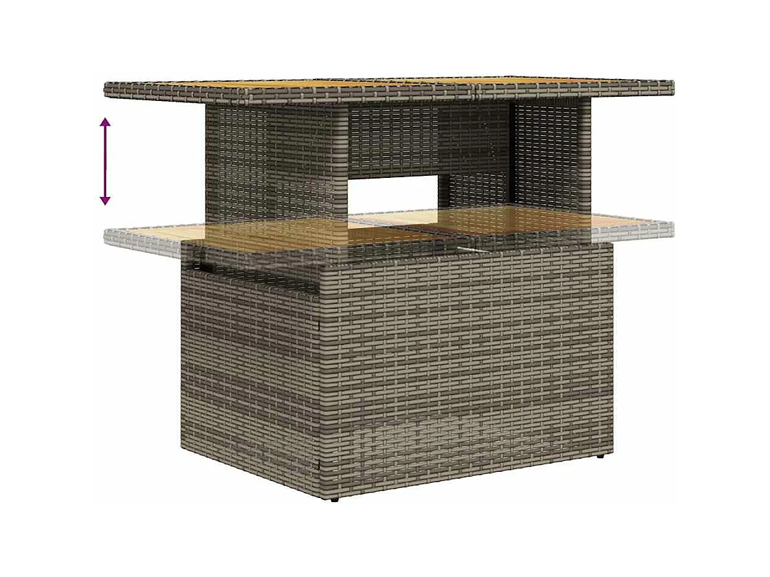 Set mobili da giardino con cuscini 10 pz in resina intrecciata grigia