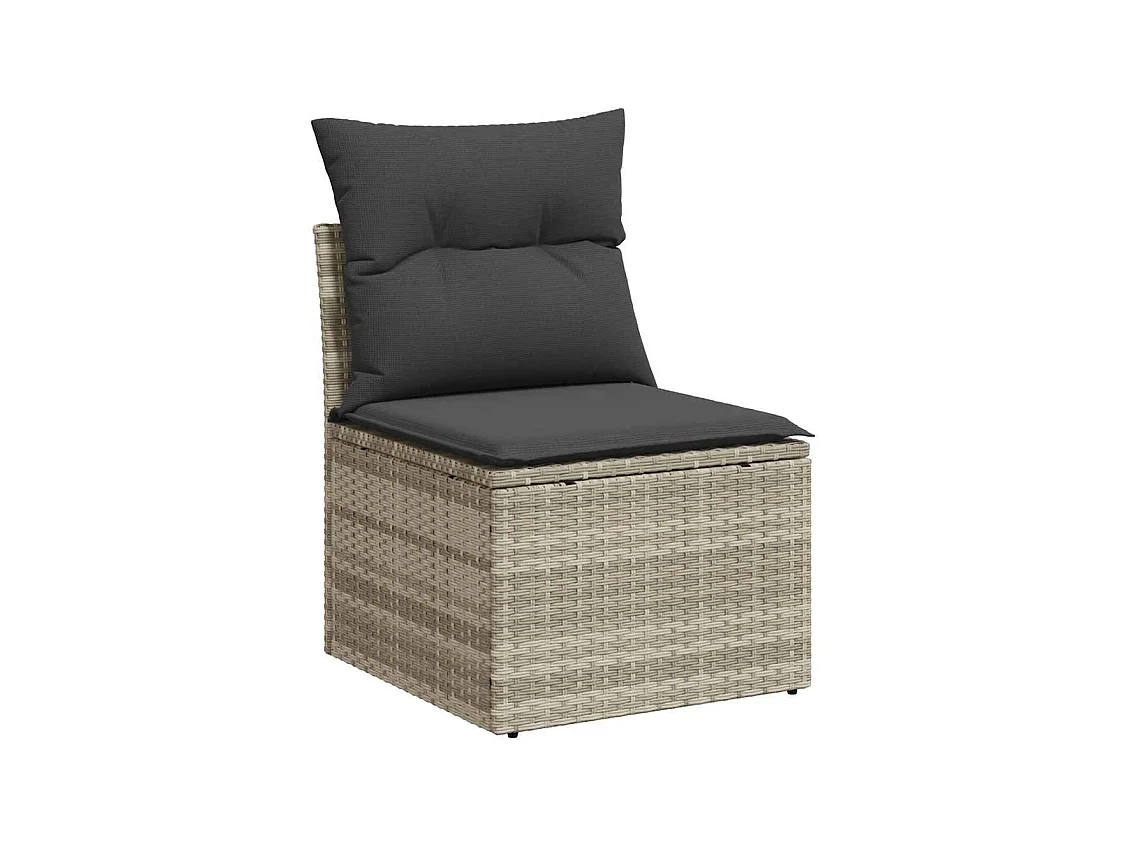 Set di mobili da giardino da 5 pezzi con cuscini grigio chiaro in resina intrecciata