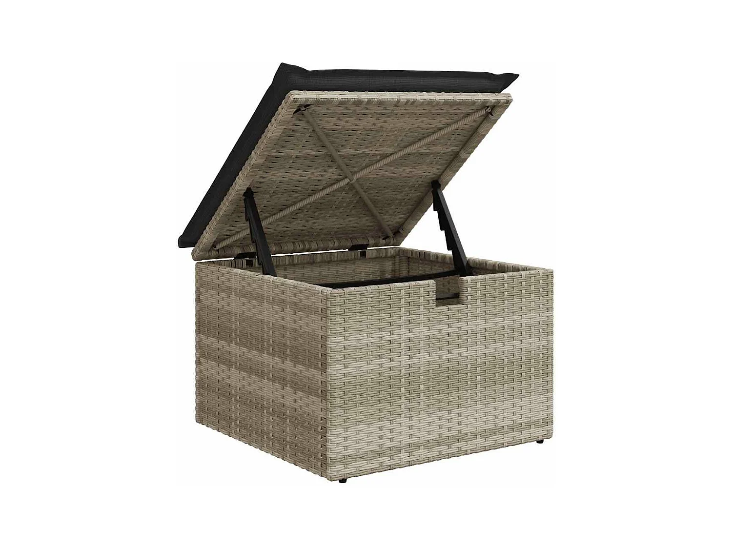 Set di mobili da giardino da 5 pezzi con cuscini grigio chiaro in resina intrecciata