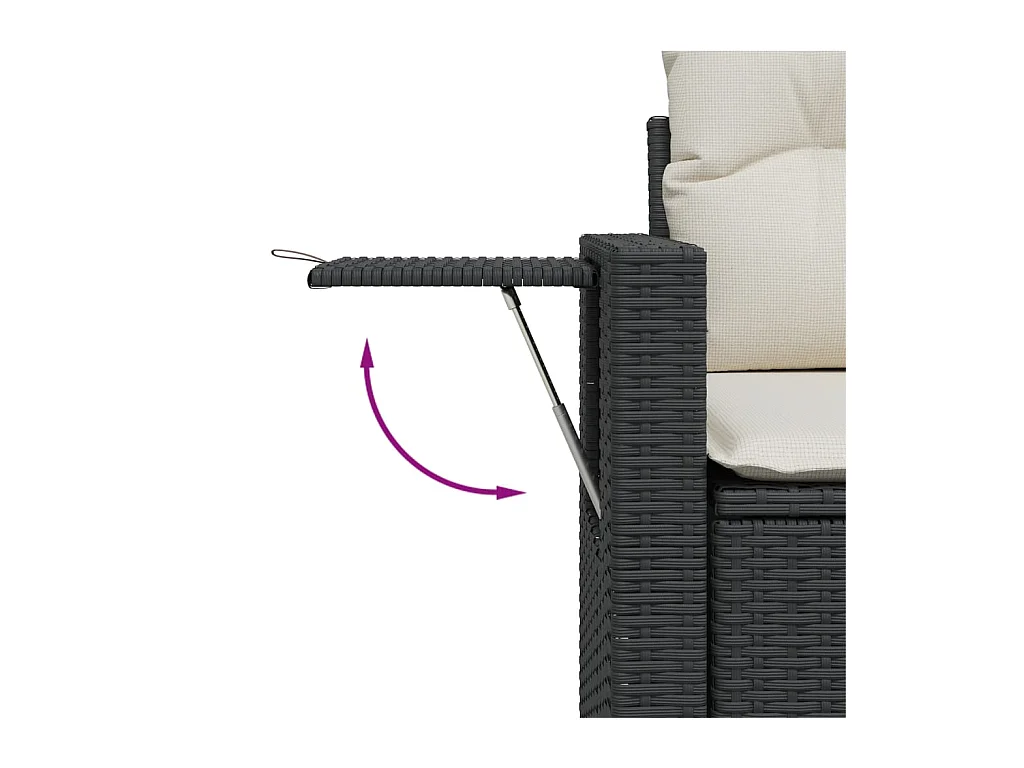 Set di mobili da giardino da 6 pezzi con cuscini neri in resina intrecciata