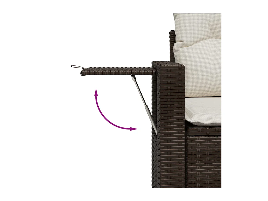 Salon de jardin 8 pcs avec coussins marron résine tressée