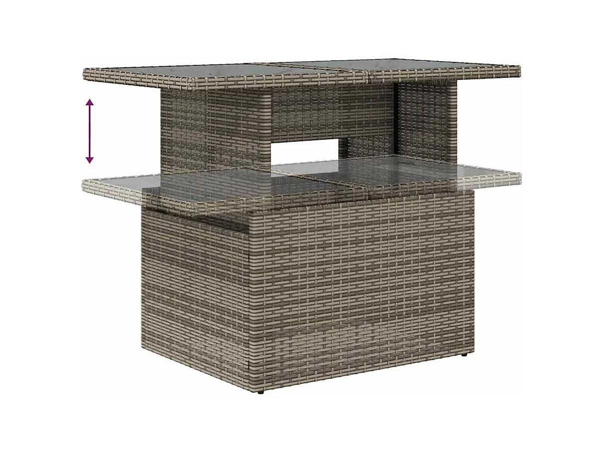 Conjunto de móveis de jardim com almofadas 7 peças resina trançada cinza