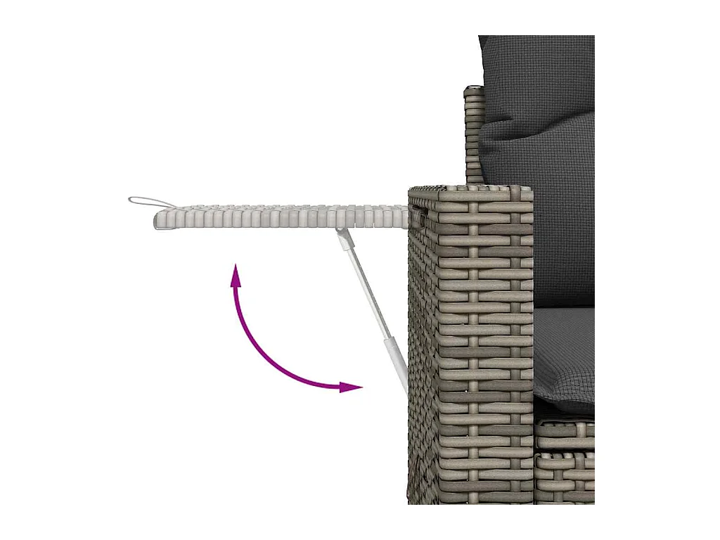 Conjunto de móveis de jardim com almofadas 7 peças resina trançada cinza