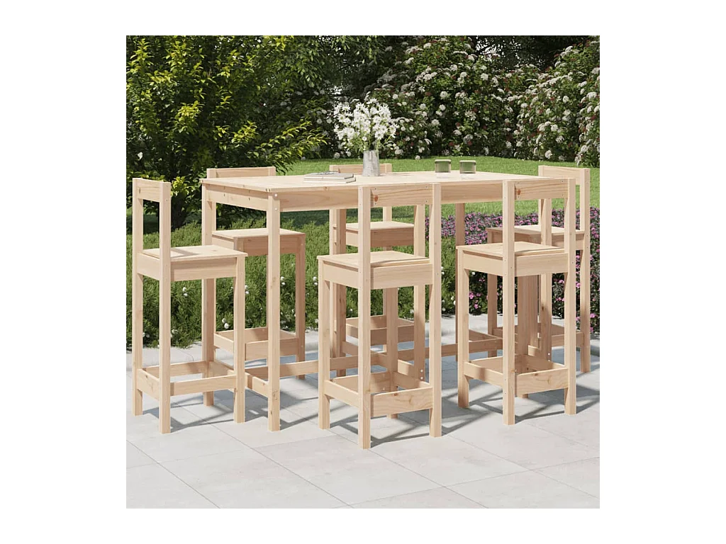 Ensemble de bar de jardin 7 pcs Bois de pin massif