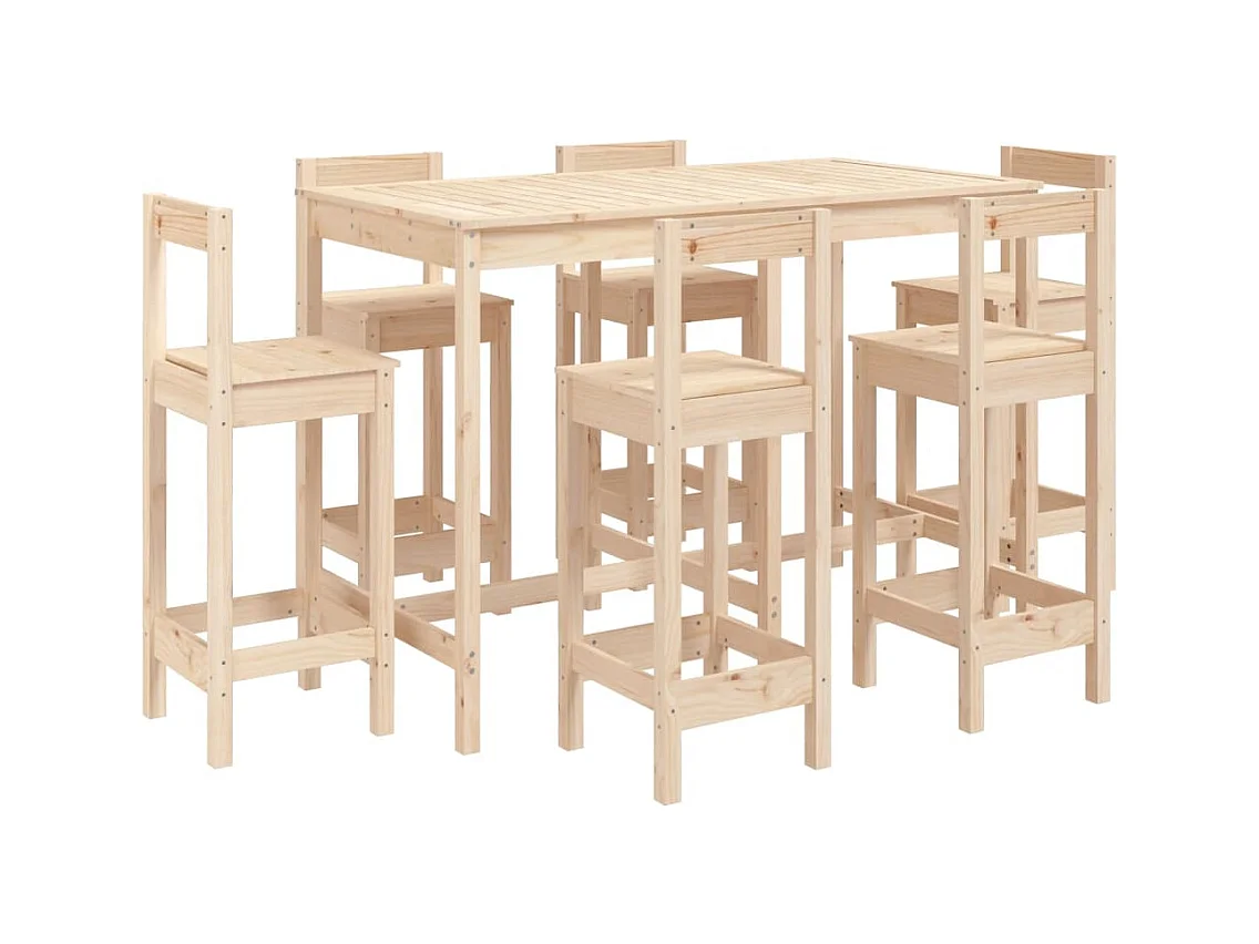 Ensemble de bar de jardin 7 pcs Bois de pin massif