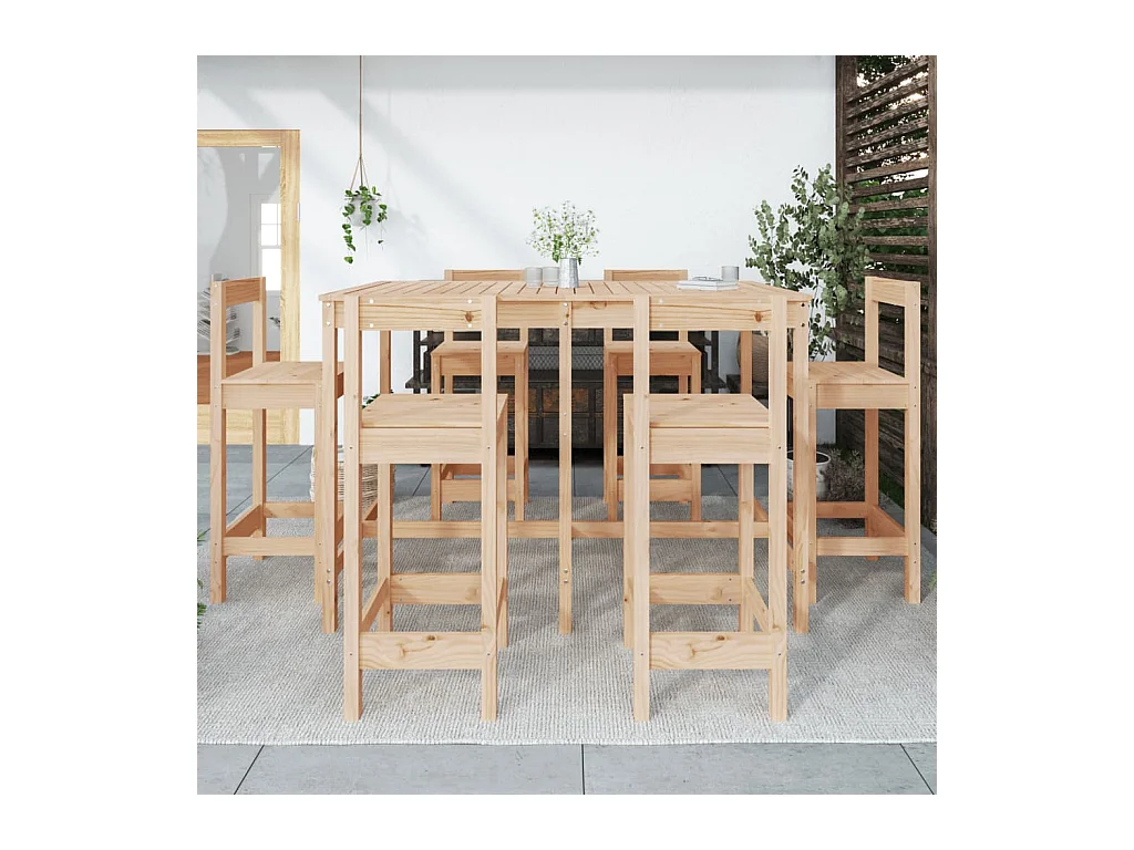 Ensemble de bar de jardin 7 pcs Bois de pin massif