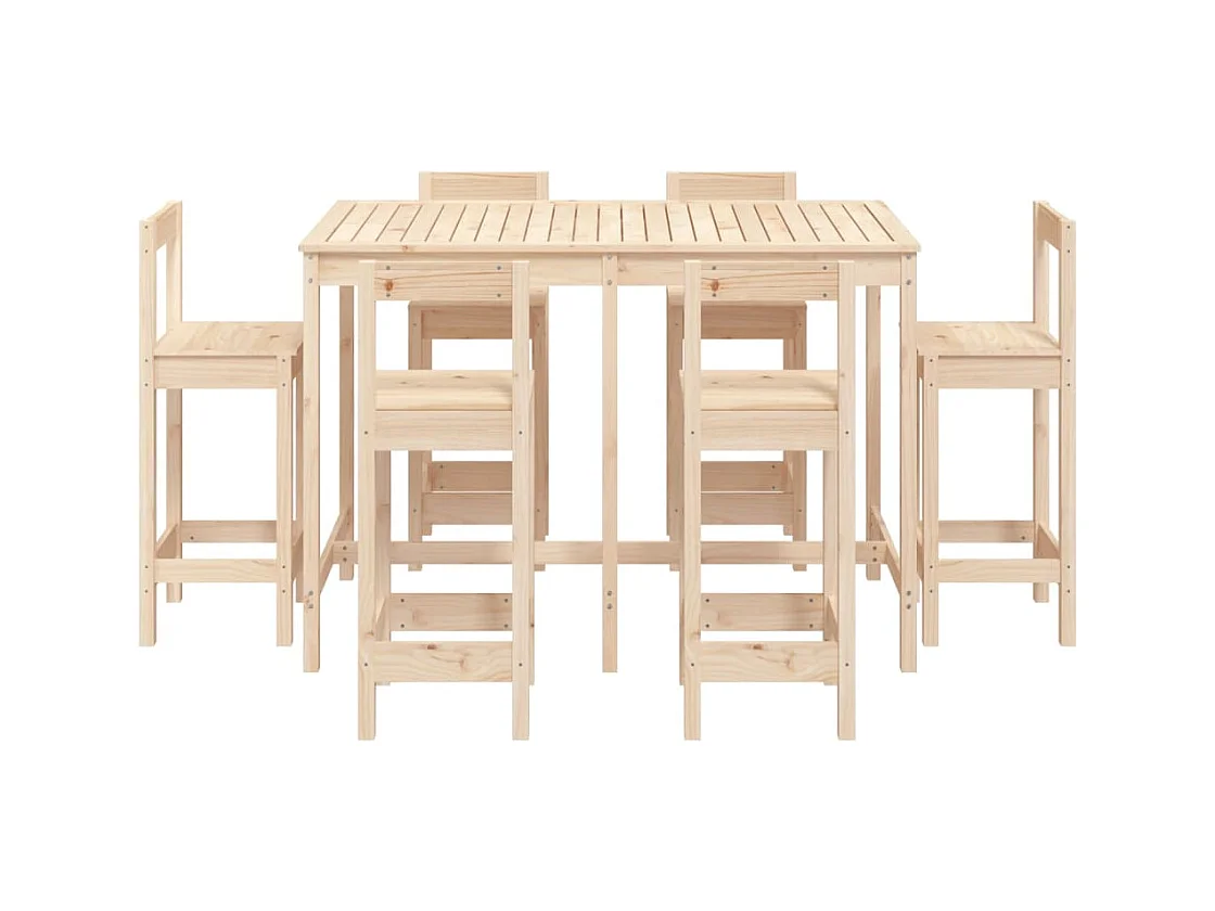 Ensemble de bar de jardin 7 pcs Bois de pin massif