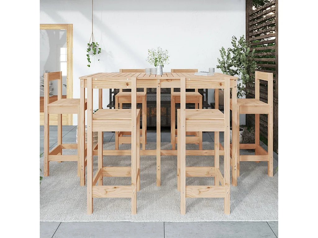 7-teiliges Gartenbar-Set aus massivem Kiefernholz
