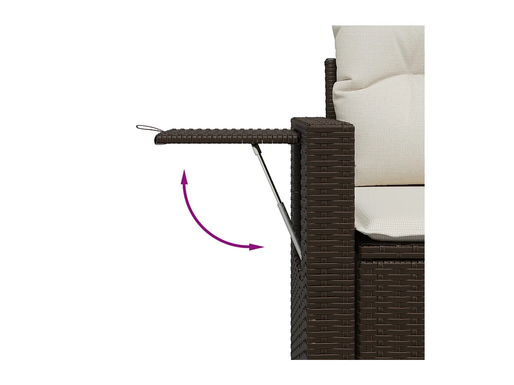 Salon de jardin avec coussins 9 pcs marron résine tressée