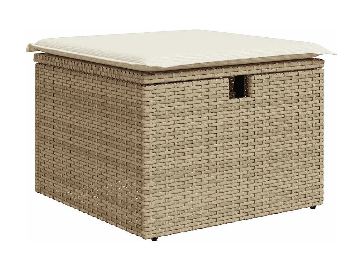 11-teiliges Gartenmöbel-Set mit beigen Kissen aus Kunstharzgeflecht