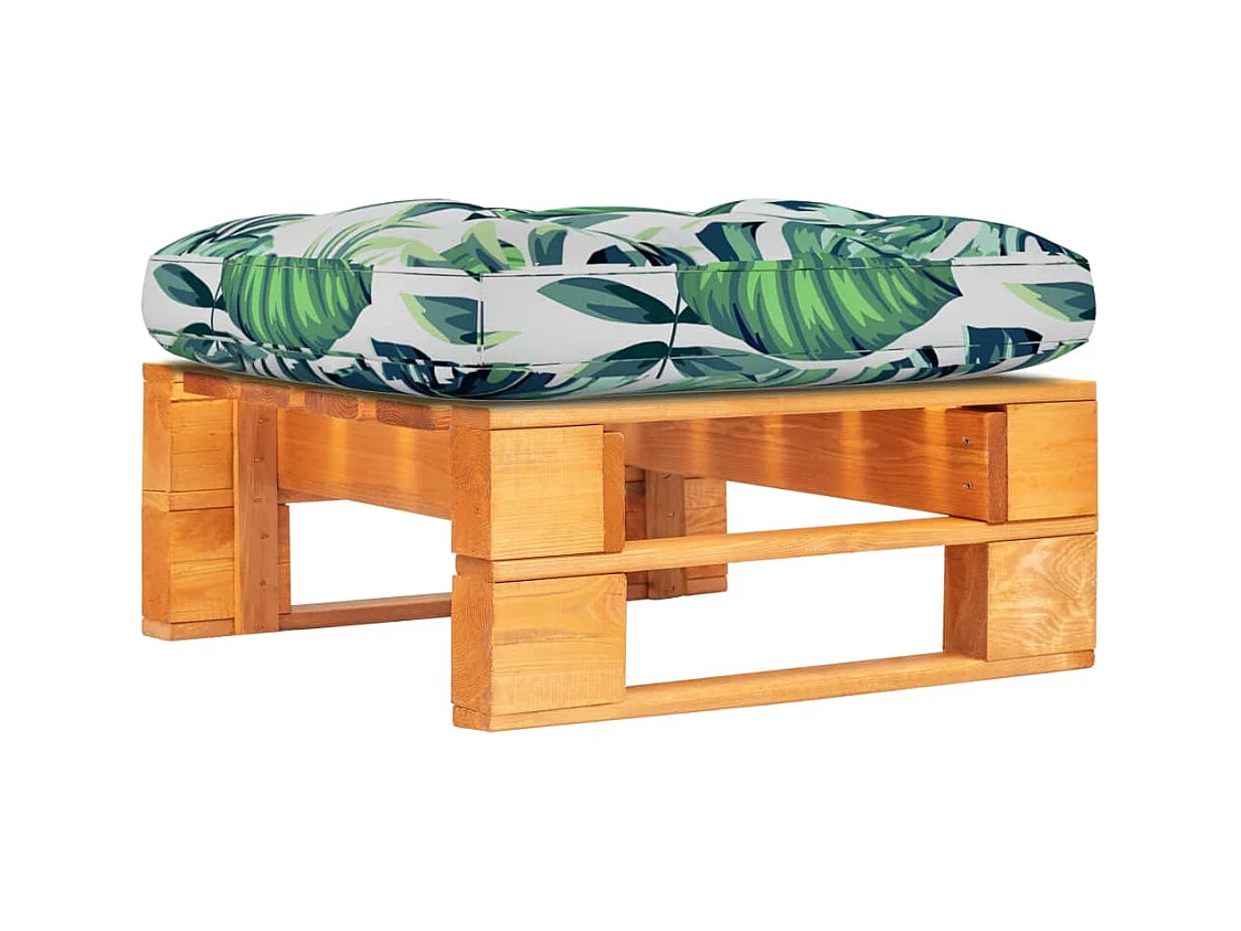 Puf de jardín de palets de color marrón miel de madera de pino impregnada