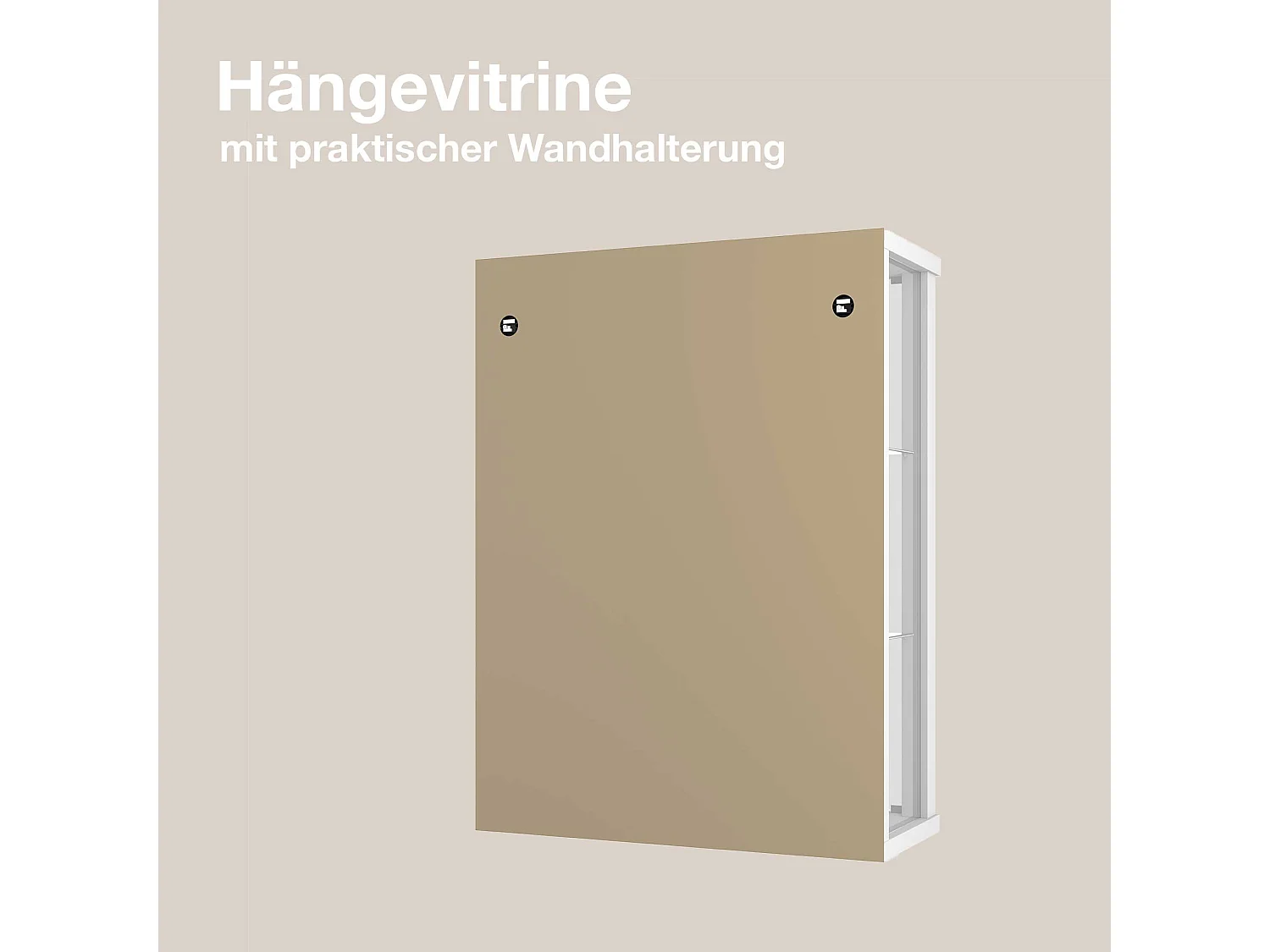 Vitrine suspendue avec 2 portes & 2 étagères en verre réglables en hauteur - 80x60x25 cm - Blanc