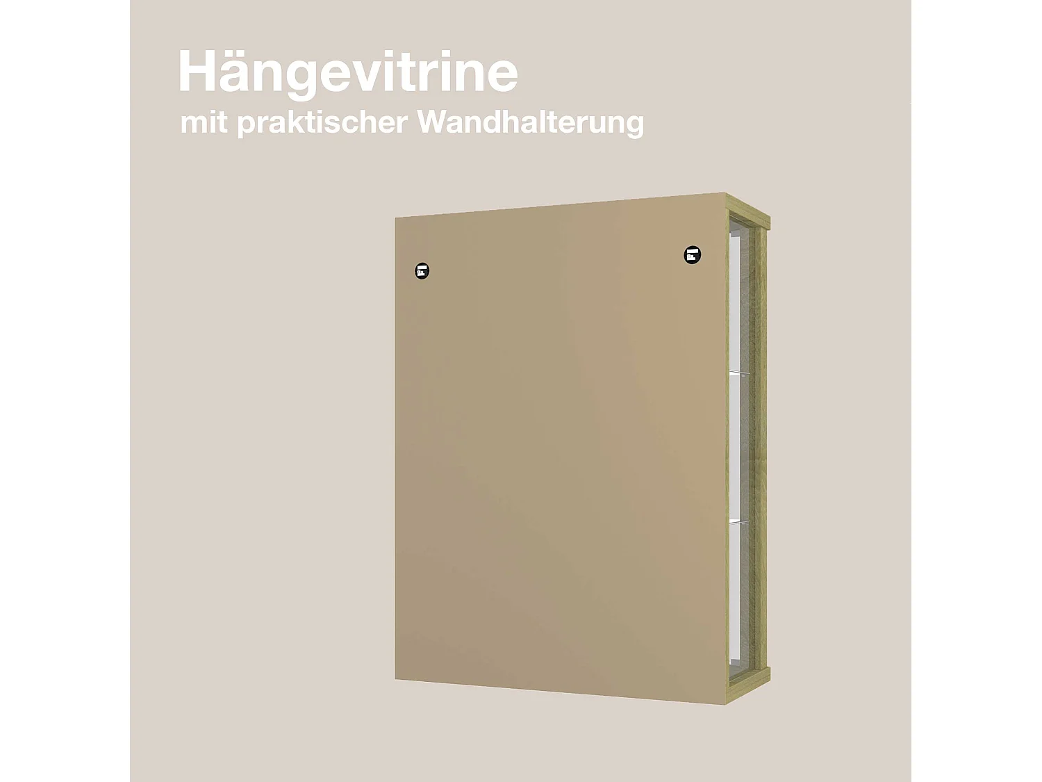 Hängevitrine mit 2 Türen & 2 Höhenverstellbaren Glasböden - 80x60x25 cm - Sonoma Eiche