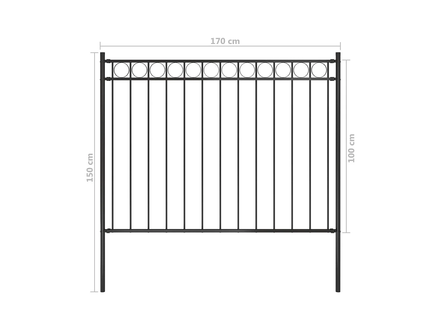 Cl?ture de jardin Acier 1,7x1 m Noir