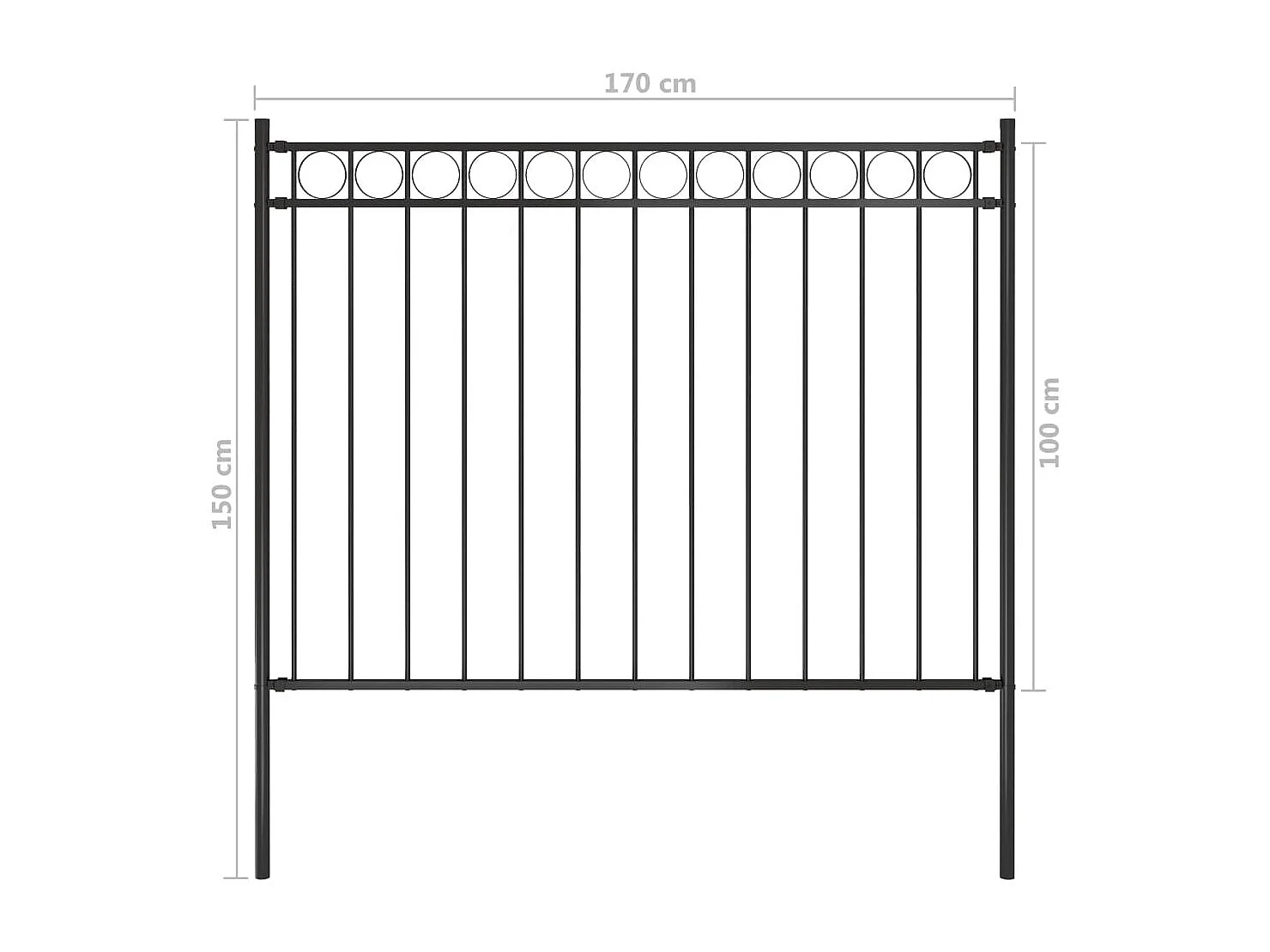 Cl?ture de jardin Acier 1,7x1 m Noir