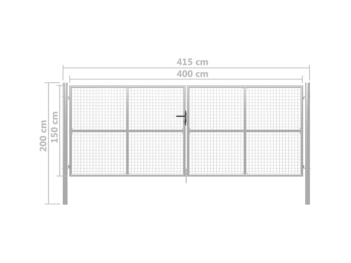 Porte de jardin Acier galvanisé 415x200 cm Argenté