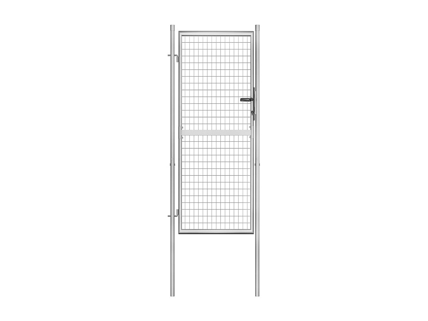 Massbinet Gartentor Aus Verzinktem Stahl – Anthrazit, 105x250 Cm, Mit Schloss, Griff Und Erdspießen, Für Garten, Hof & Terrasse