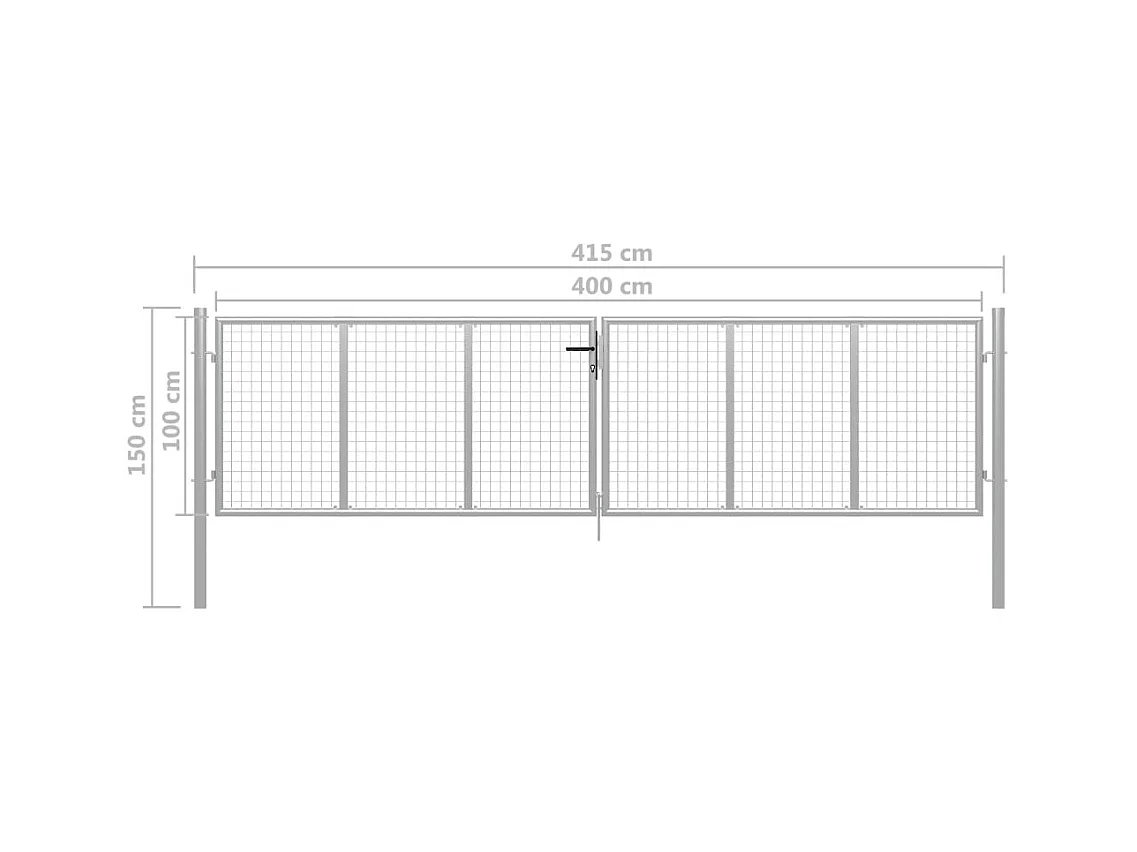 Porte de jardin Acier galvanisé 415x150 cm Argenté