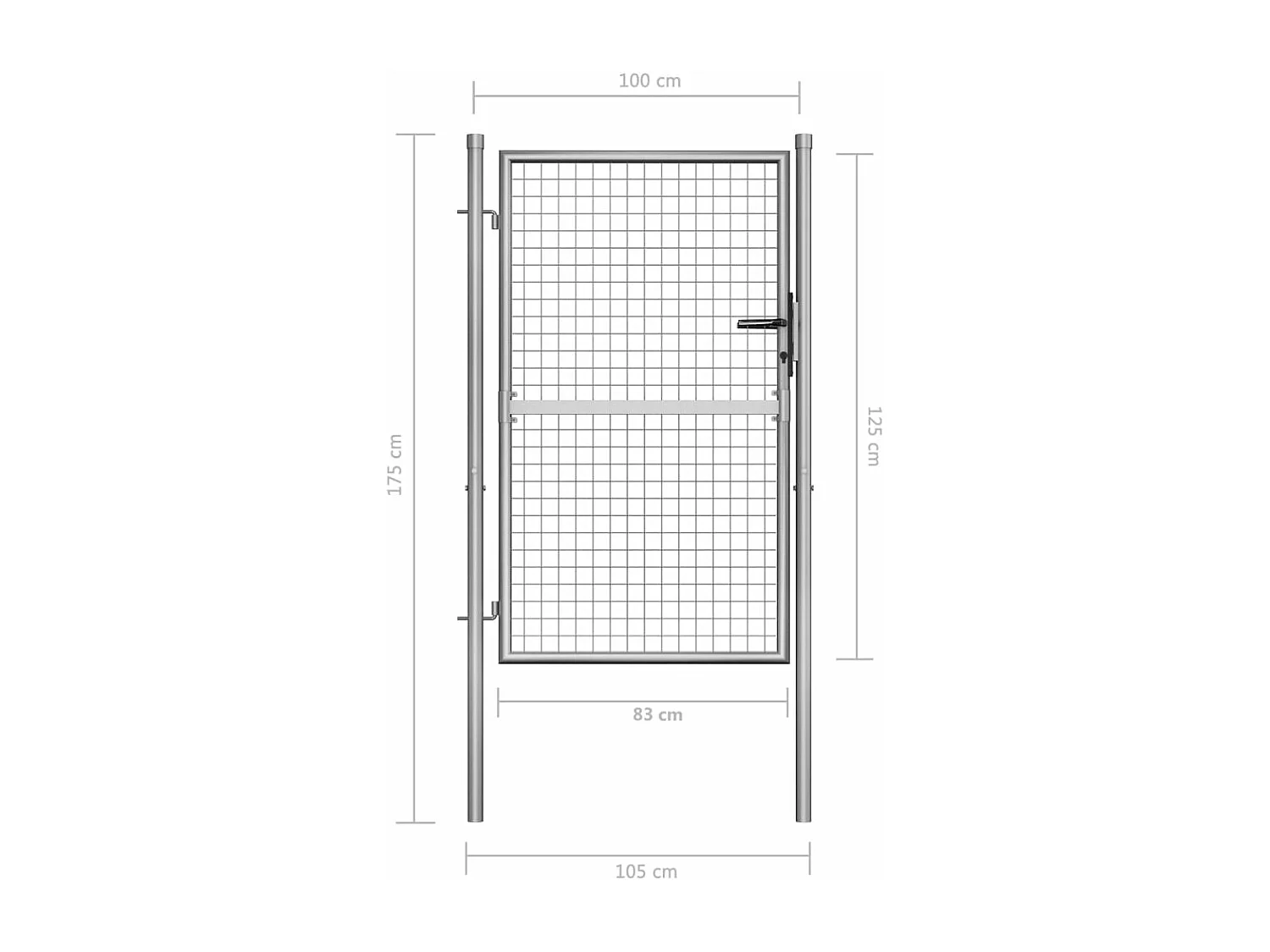 Cancello da giardino in acciaio zincato 105x175 cm Argento
