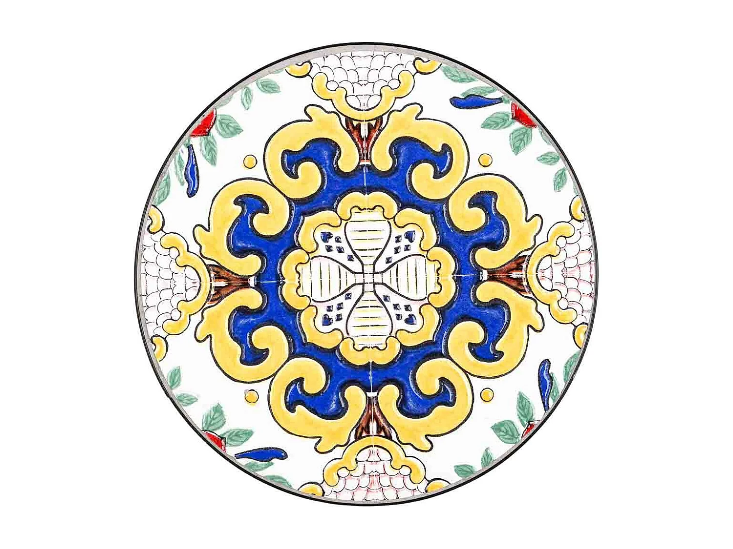 Satz mit 3 Gelb Mosaik- und Schmiedeeisenhalterungen D30x68h-D25x57h-D