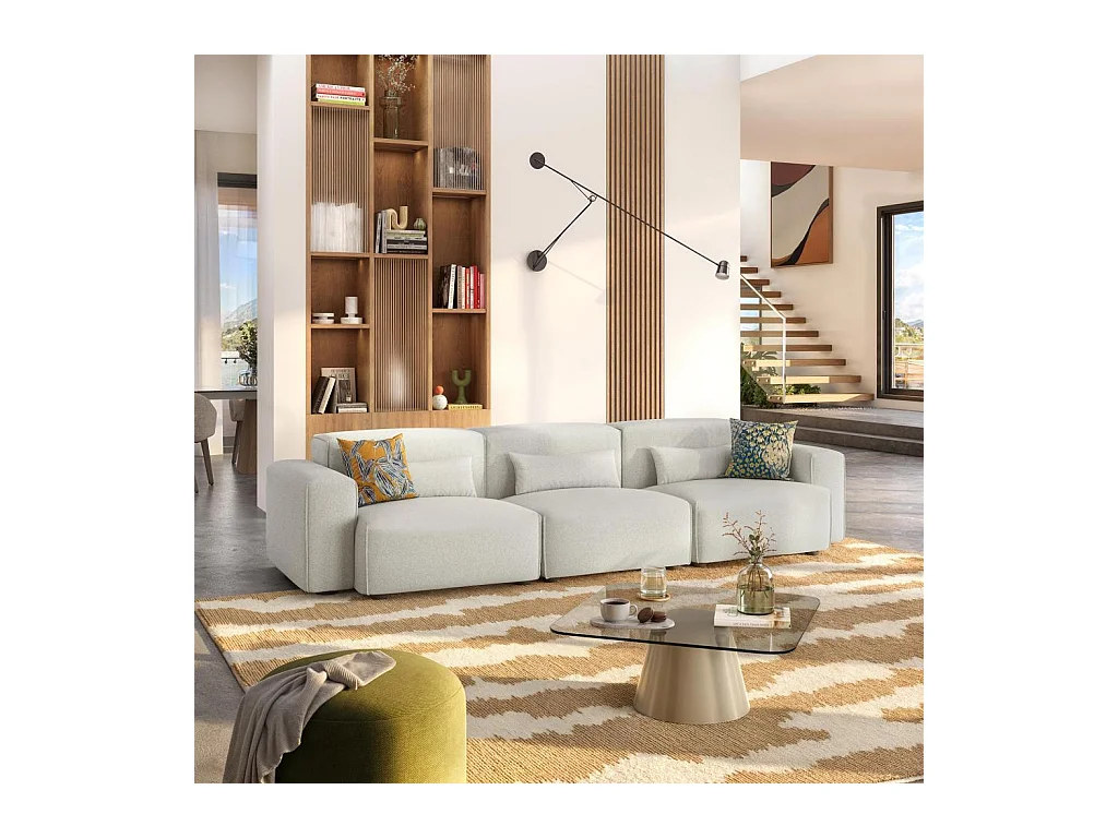 Habitat - Canapé 4 places en tissu - Beige mélangé - Kofi