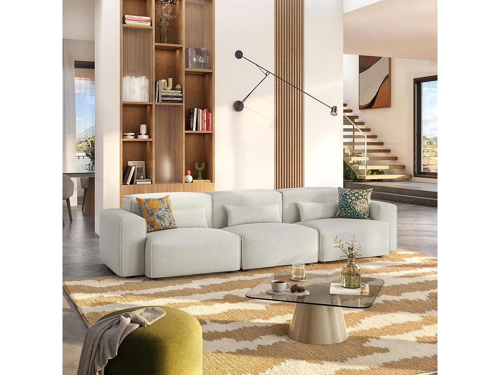 Habitat - Canapé 4 places en tissu - Beige mélangé - Kofi