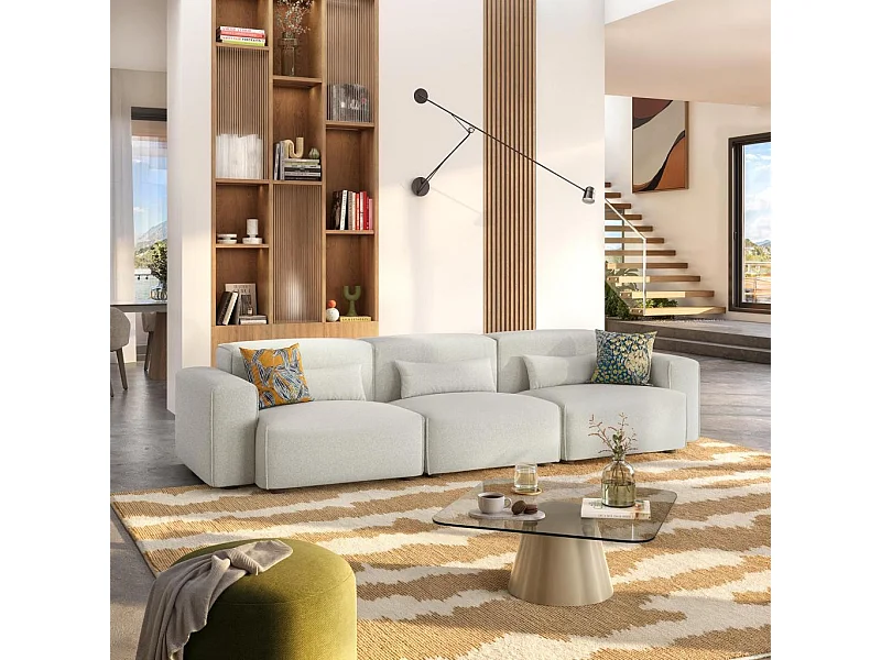 Habitat - Canapé 4 places en tissu - Beige mélangé - Kofi