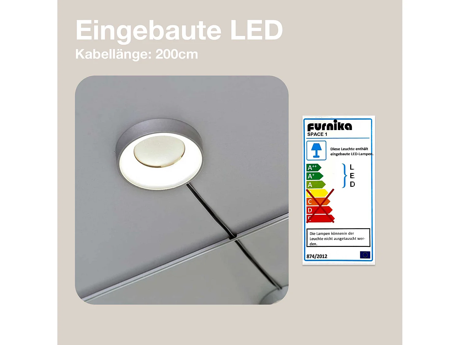 Staande vitrine met 1 deur, 4 in hoogte verstelbare glasplanken & spiegel - Met LED-verlichting - 176x37x33 cm - Beukenhoutkleur