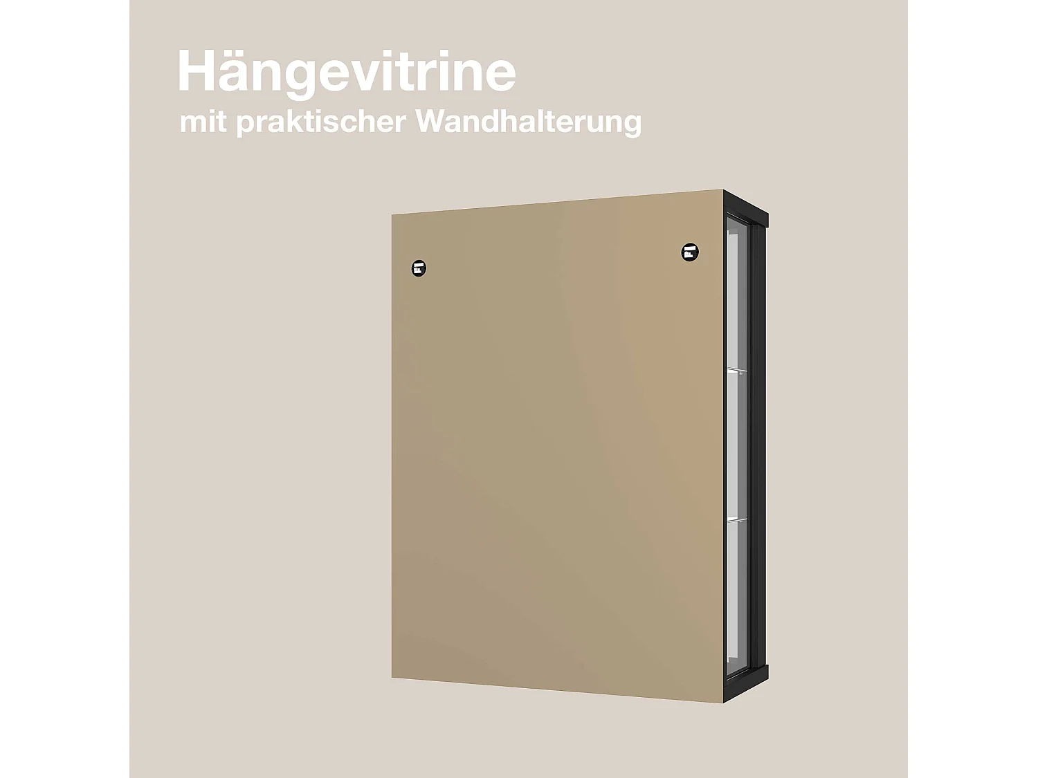 Wandvitrine met 2 deuren, 2 in hoogte verstelbare glasplanken & spiegel - Met LED-verlichting - 80x60x25 cm - Zwart