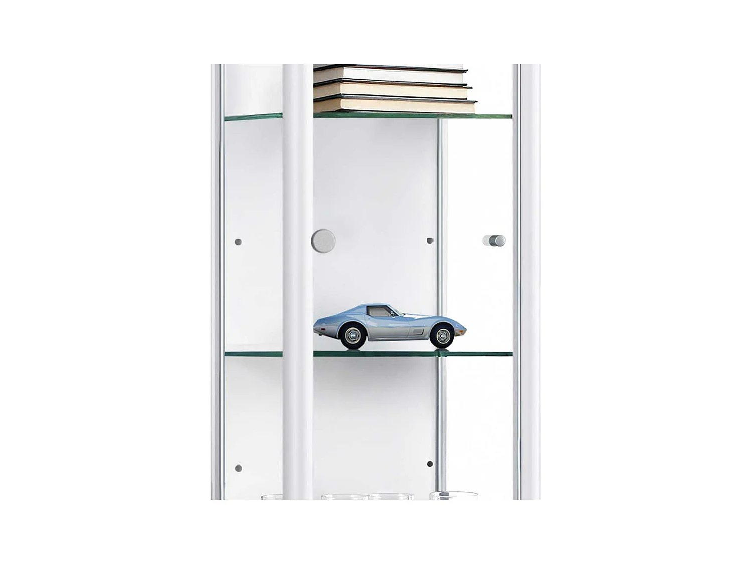 Lot de 4 étagères en verre - Transparentes - Pour vitrines sur pied avec 1 porte