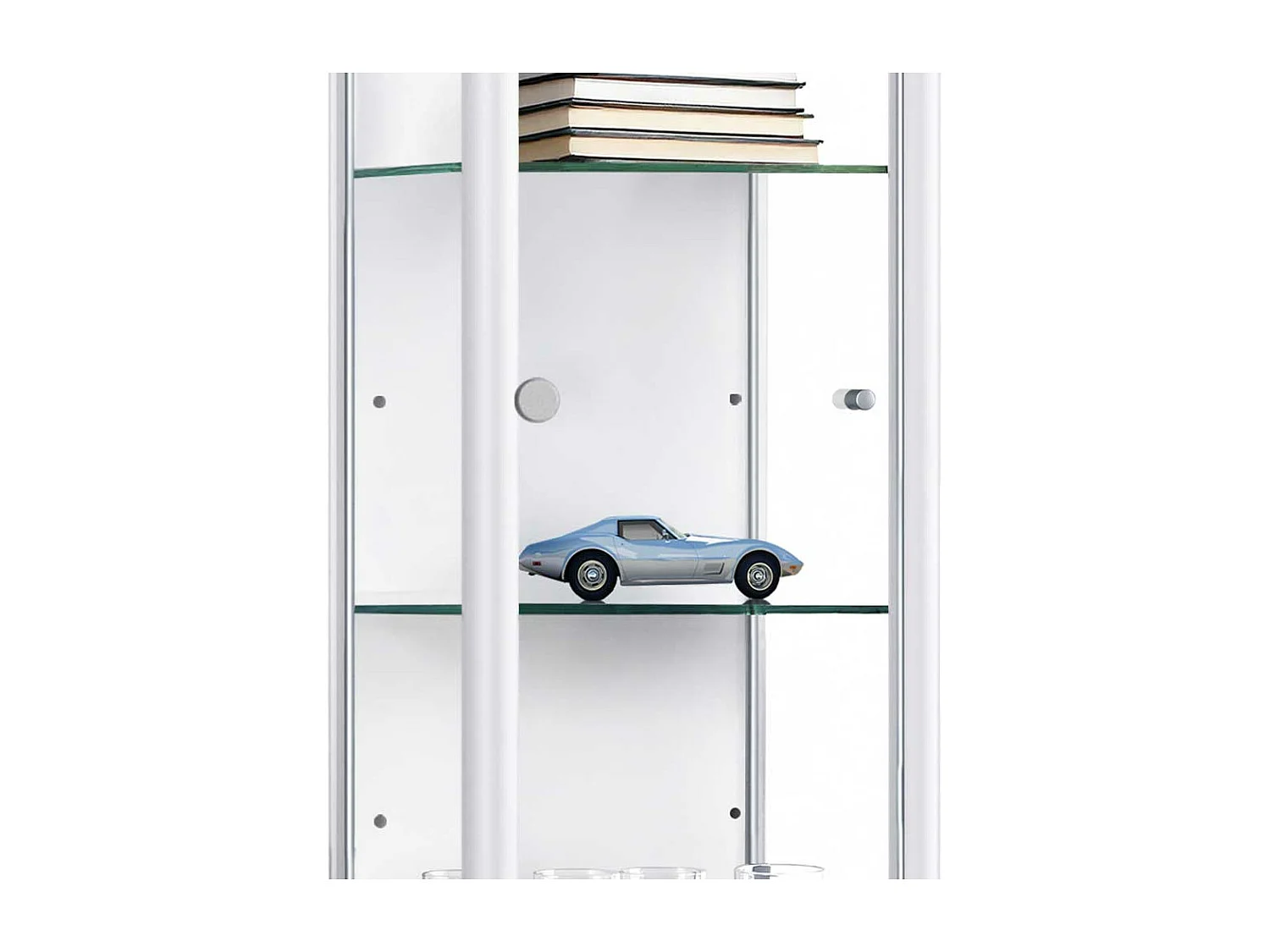 Lot de 4 étagères en verre - Transparentes - Pour vitrines sur pied avec 1 porte